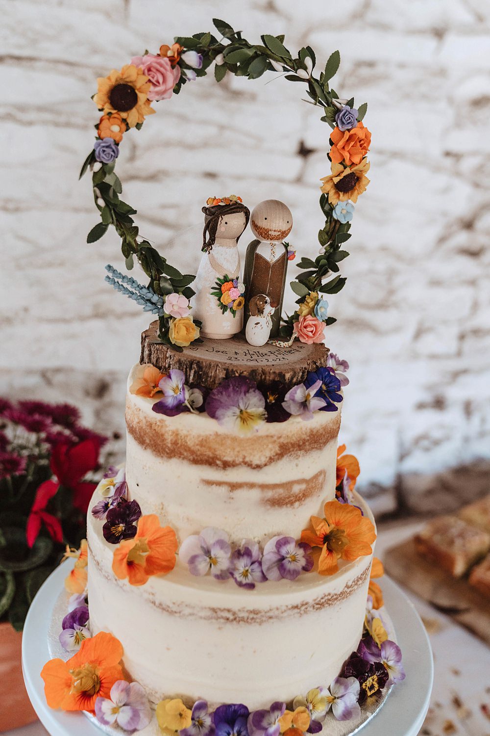 Safari Tent Wedding Indie Love Photography Semi Naked Cake Painted Wooden Topper