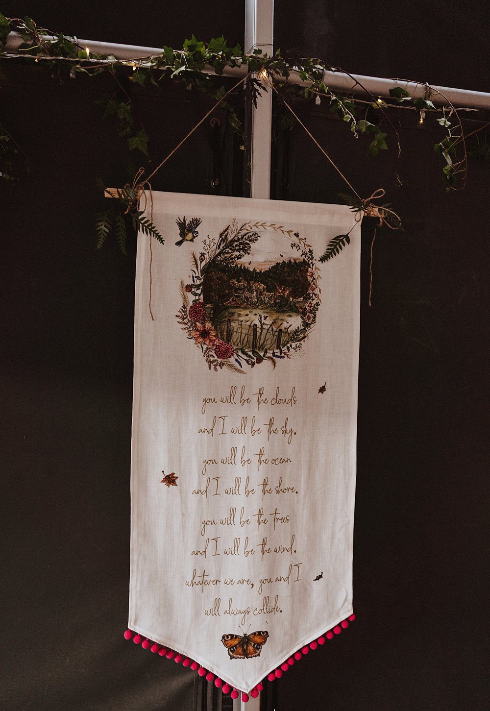 Safari Tent Wedding Indie Love Photography Fabric Banner Sign Painted