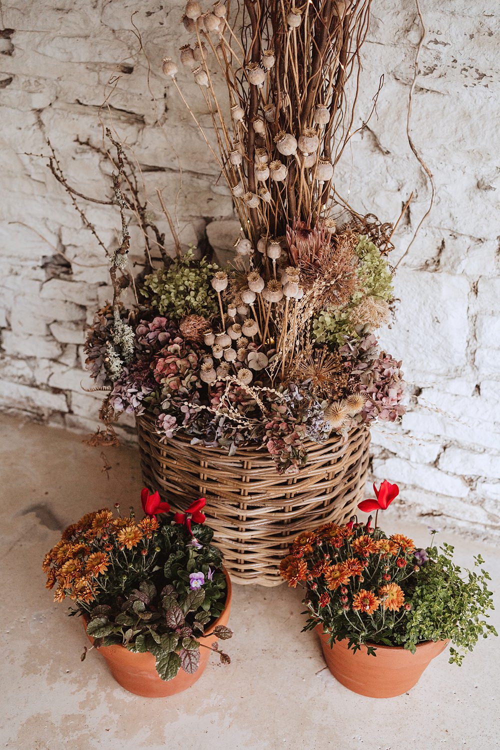 Safari Tent Wedding Indie Love Photography Dried Flowers Basket Arrangement