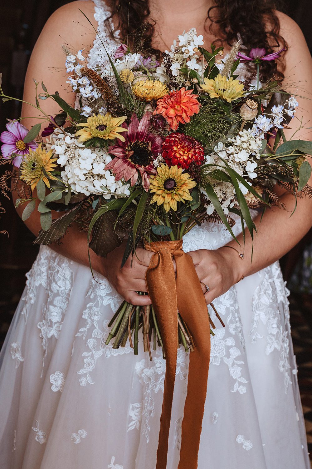Safari Tent Wedding Indie Love Photography Bouquet Flowers Bridal Sunflower Colourful
