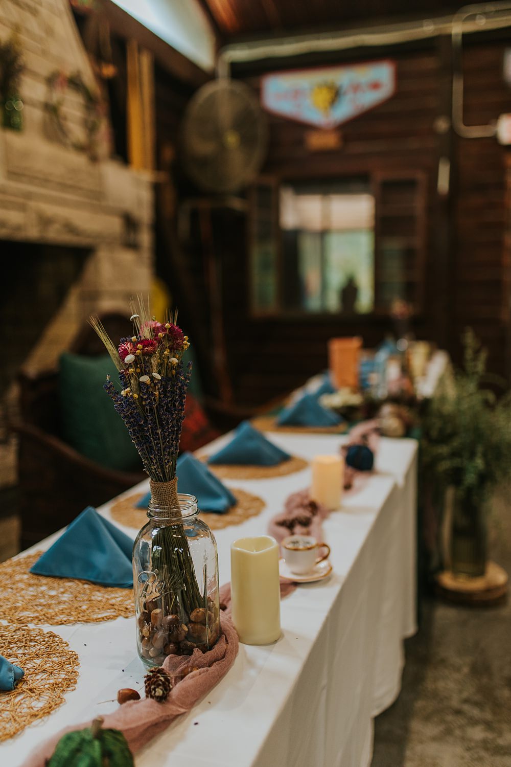 Scout Camp Wedding Rachael Marie Photography Top Table Napkins Rattan Place Mat
