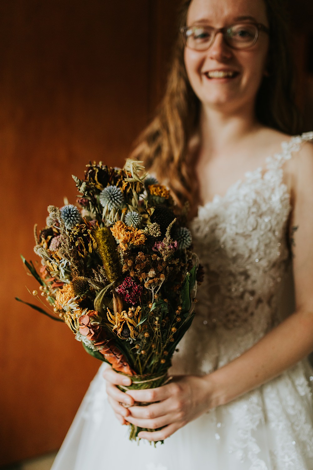 Scout Camp Wedding Rachael Marie Photography Dried Flower Bridal Bouquet