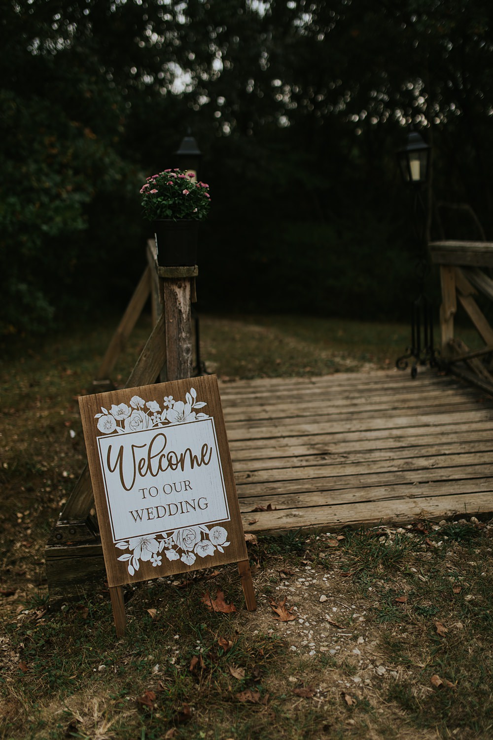Scout Camp Wedding Rachael Marie Photography Welcome Sign Ceremony