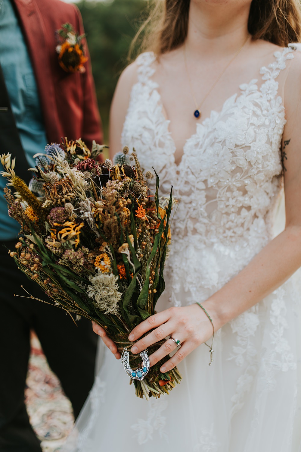 Scout Camp Wedding Rachael Marie Photography Dried Flower Bridal Bouquet