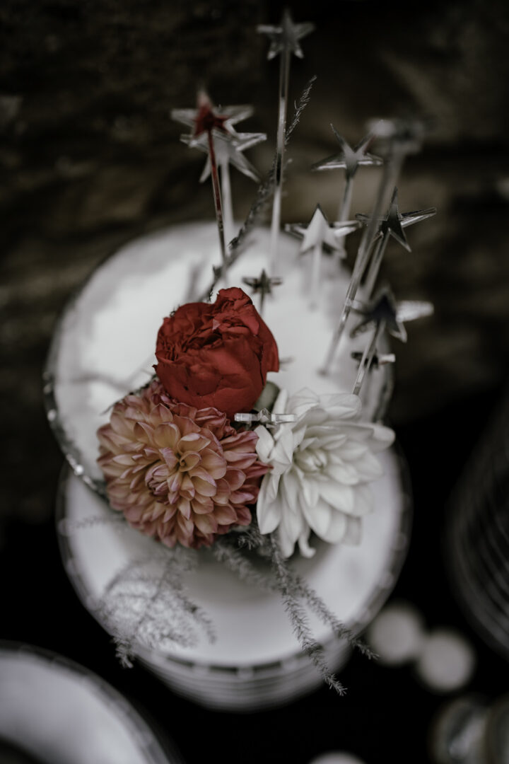 Silver Stars Wedding Cake Topper Dani Louise Photography
