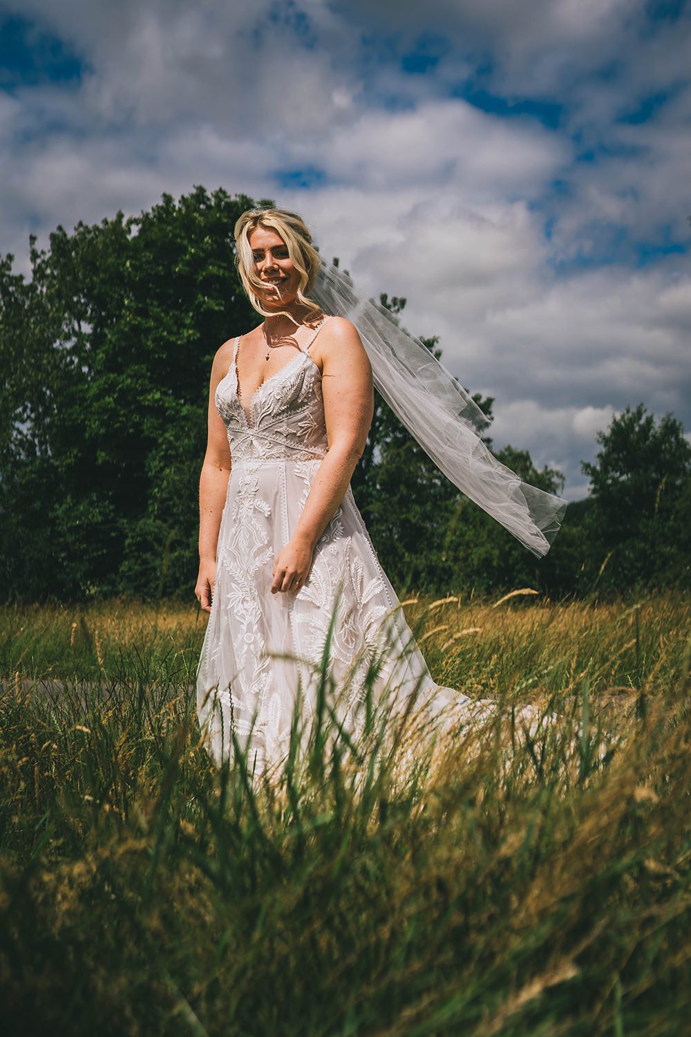 South Yorkshire Farm Wedding Amy Jordison Photography Dress Gown Bride Straps Evie Young