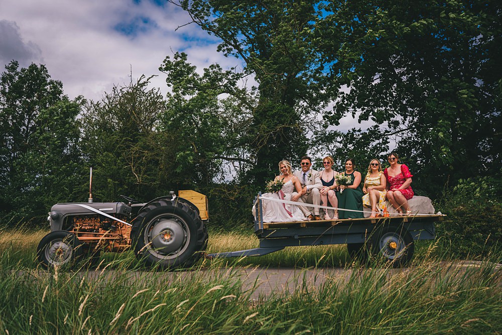 South Yorkshire Farm Wedding Amy Jordison Photography Tractor Trailer Transport