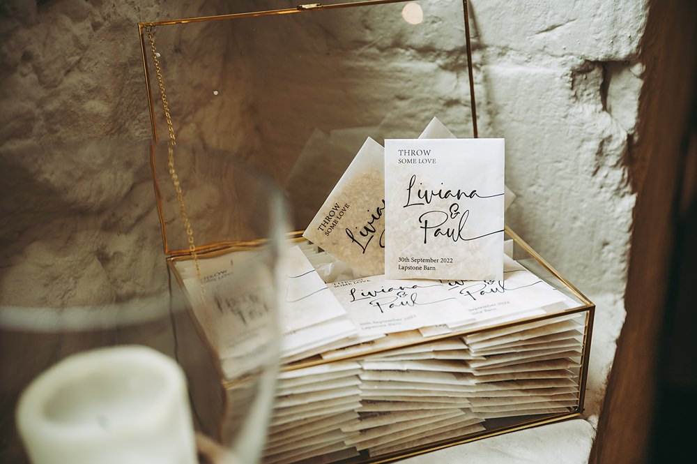 White Gold Wedding Cotswold Pictures Confetti Envelopes