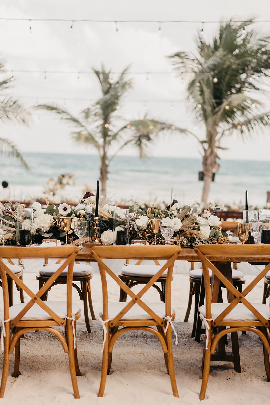 Akiin Tulum Wedding Beach Kape Photography Cross Back Wooden Chairs