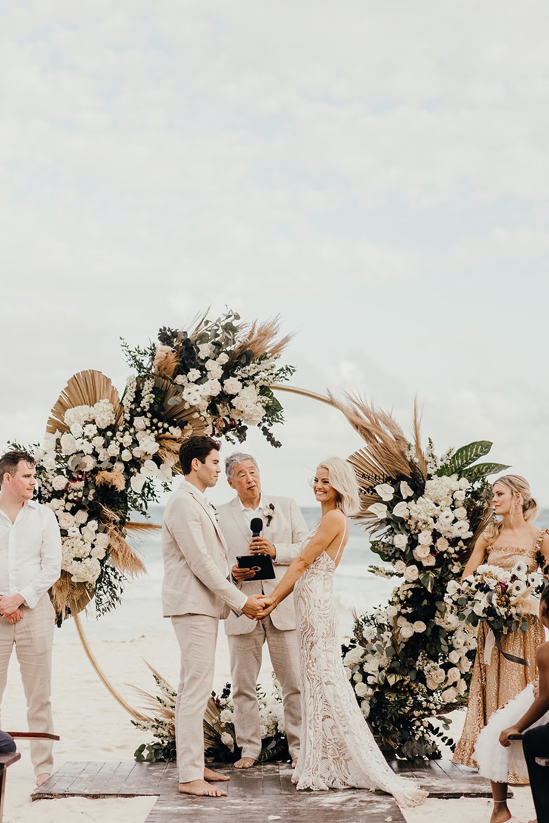 Akiin Tulum Wedding Beach Kape Photography Hoop Moongate Flower Arch Backdrop Ceremony