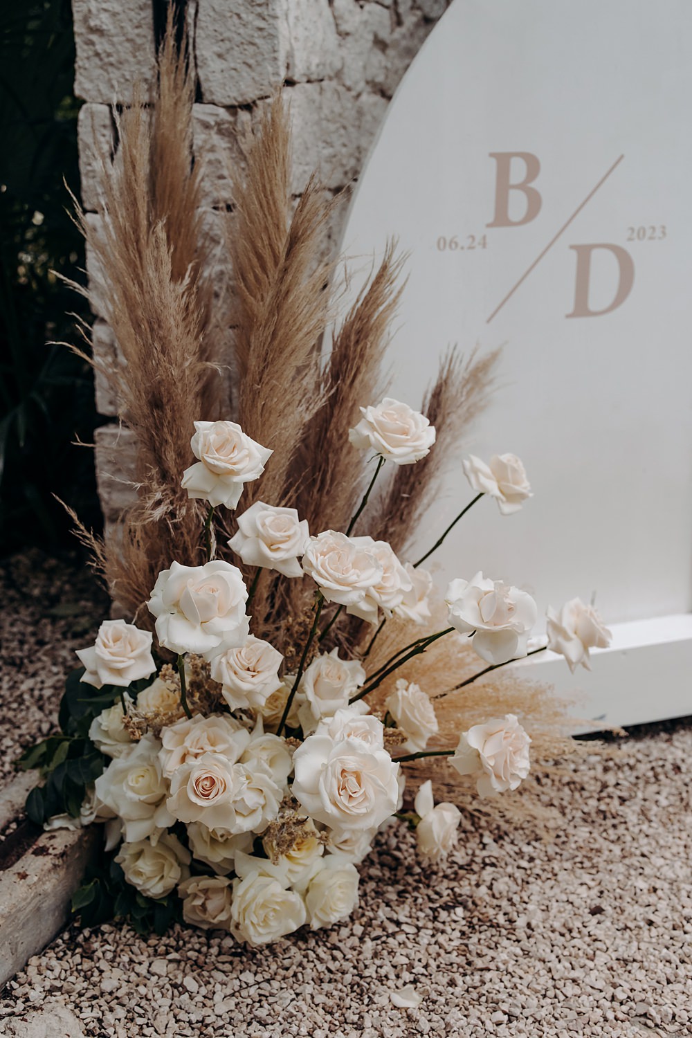 Aldea Ka'an Tulum Wedding Bamba Photography Pampas Grass Rose Flowers