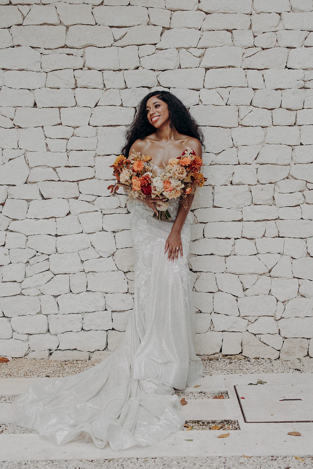 Aldea Ka'an Tulum Wedding Bamba Photography Bride Gown Mermaid Strapless Glitter