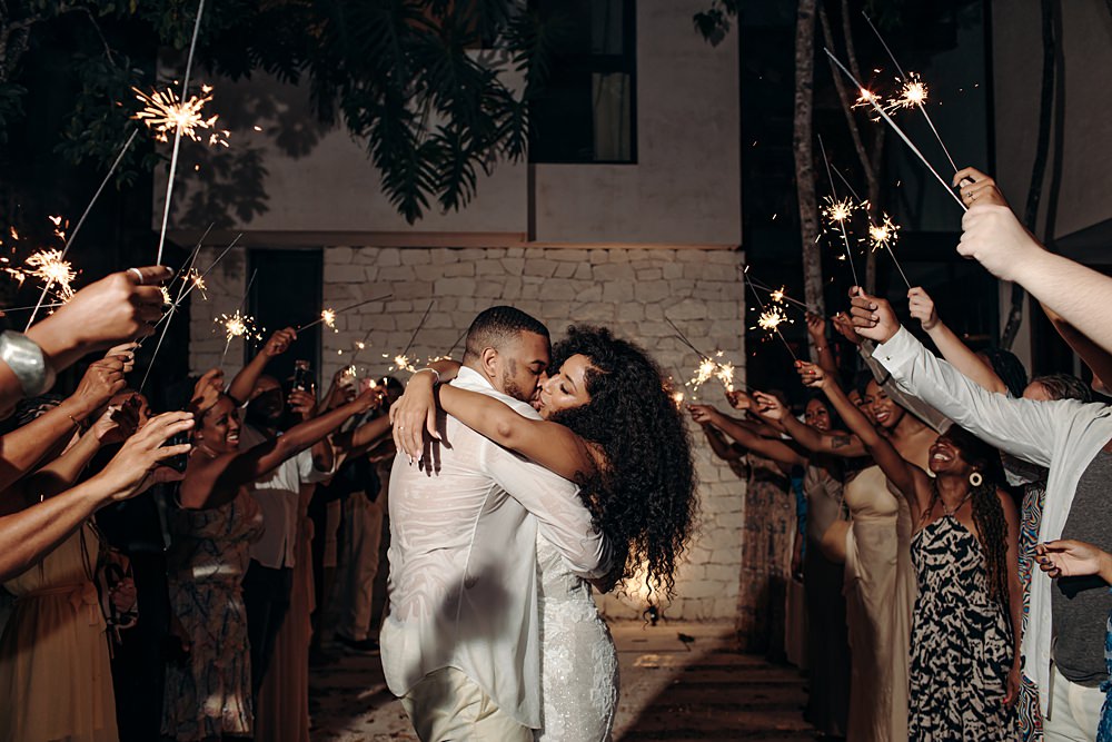 Aldea Ka'an Tulum Wedding Bamba Photography Sparklers