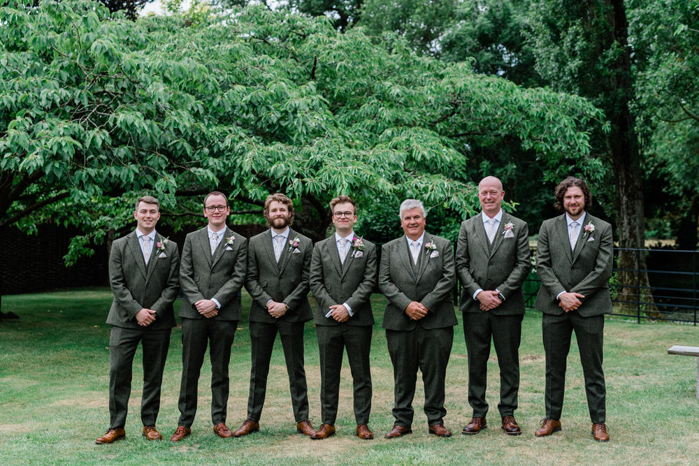 Blake Hall Wedding Gemma Giorgio Photography Grey Suit Groom Pink Tie Groomsmen