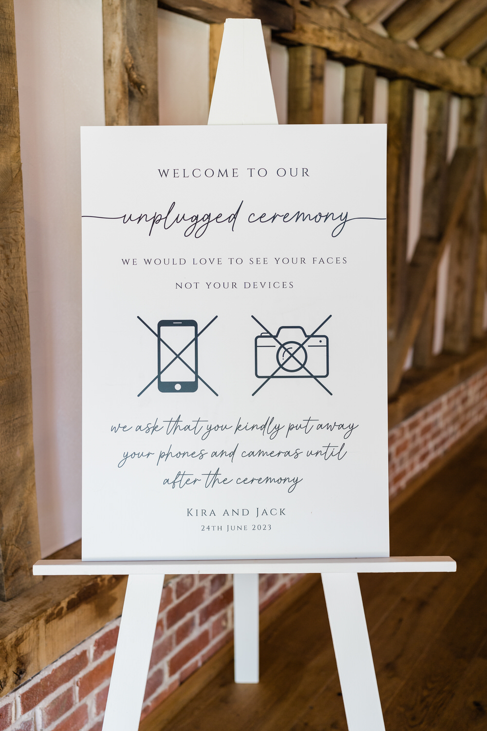 Blake Hall Wedding Gemma Giorgio Photography Unplugged Ceremony Sign