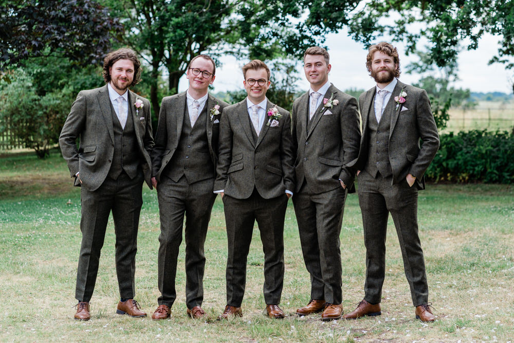 Blake Hall Wedding Gemma Giorgio Photography Grey Suit Groom Pink Tie Groomsmen