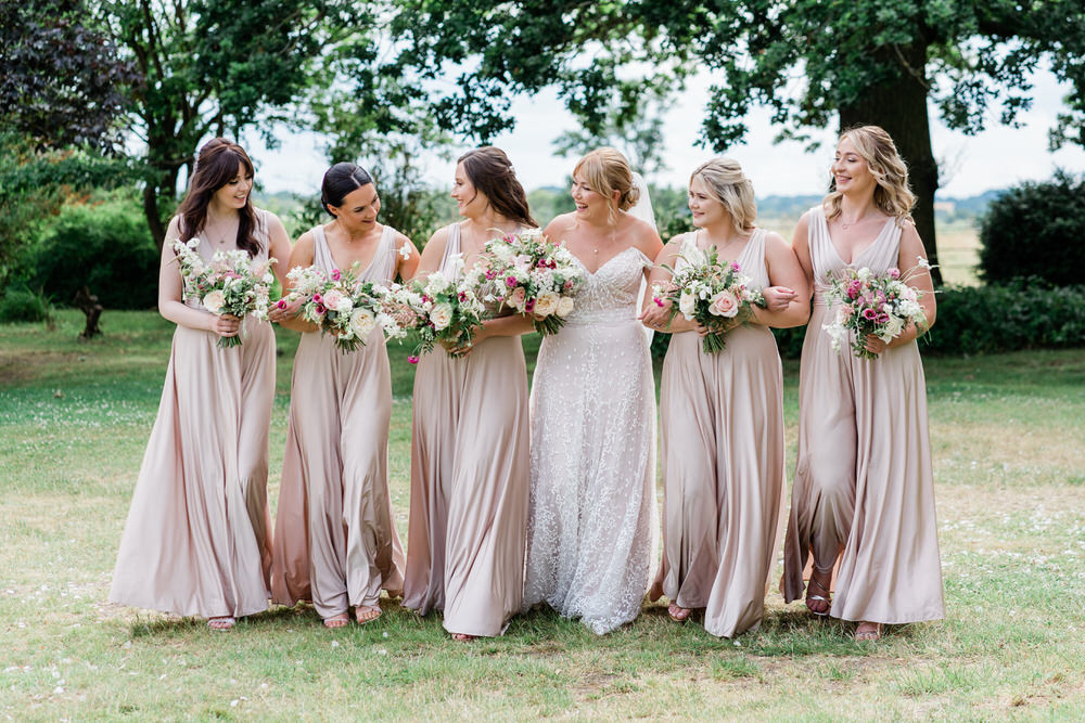 Blake Hall Wedding Gemma Giorgio Photography Taupe Champagne Long Bridesmaid Dresses
