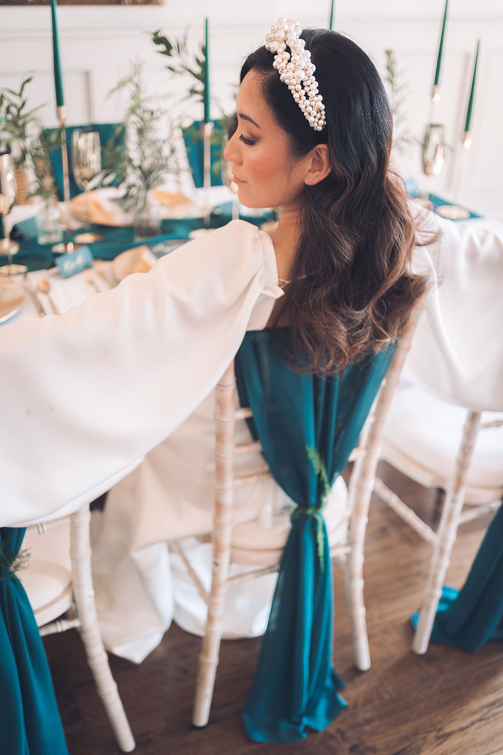 Bourton Hall Wedding Ellie Mac Photography Pearl Headband Bride Accessory