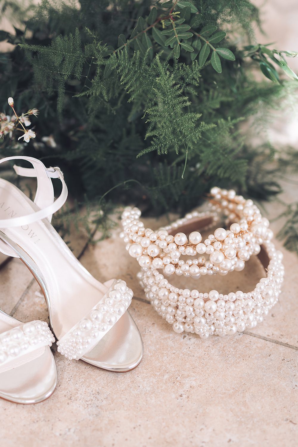 Bourton Hall Wedding Ellie Mac Photography Pearl Shoes Headband Bridal Accessories