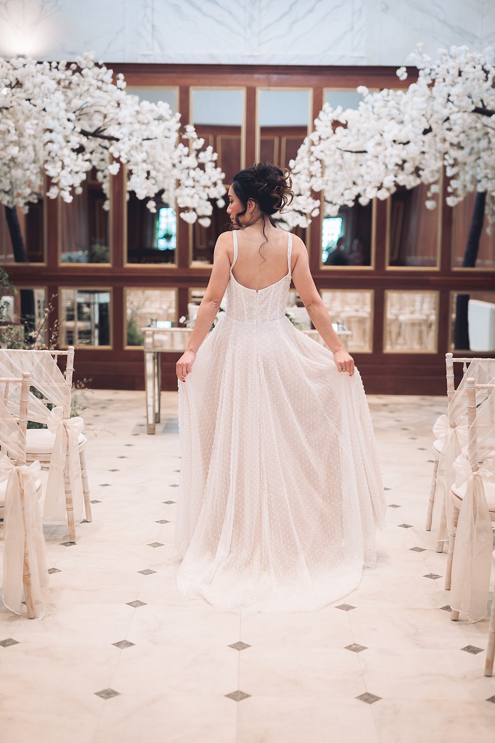 Bourton Hall Wedding Ellie Mac Photography Cherry Blossom Tree Aisle Decor