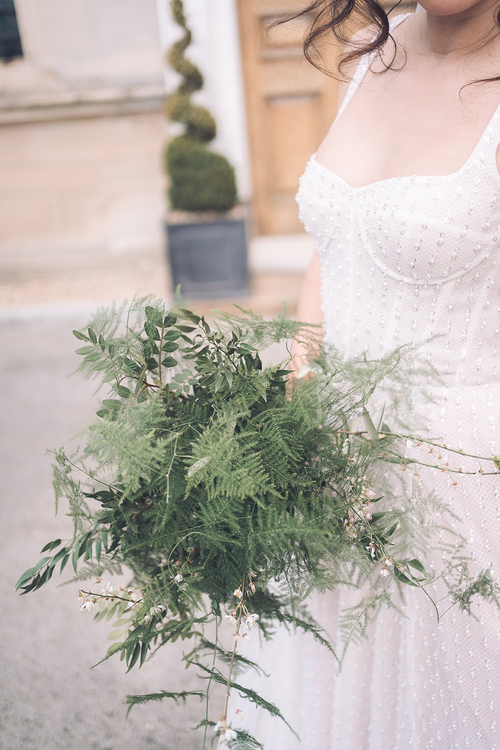 Bourton Hall Wedding Ellie Mac Photography Greenery Foliage Bride Bouquet Fern