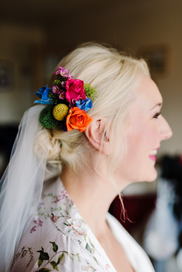 Bridal Veil Updo Hair Flowers Wedding Rachel Kenyon