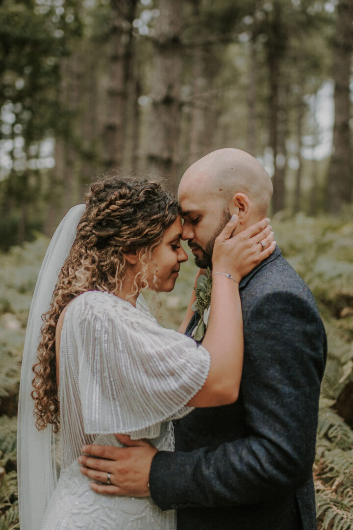 Bride Curly Hair Loose Down Veil Wedding Alice Cunliffe Photography