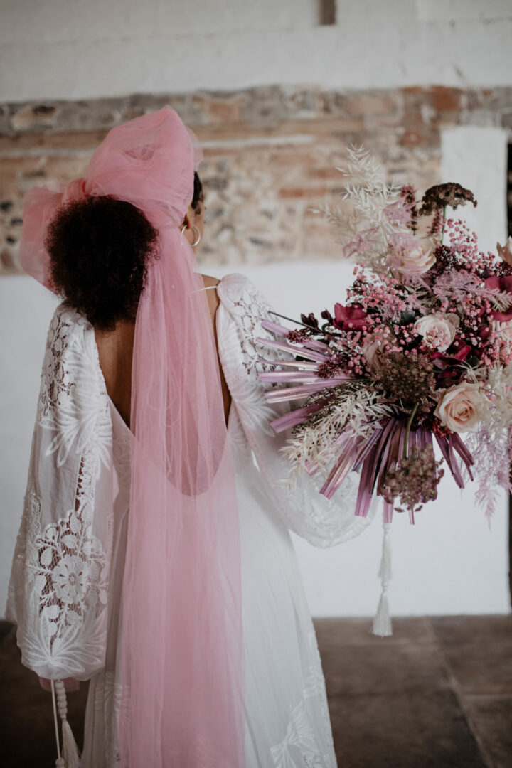 Bride Curly Hair Ponytail Veil Updo Camilla Andrea Photography