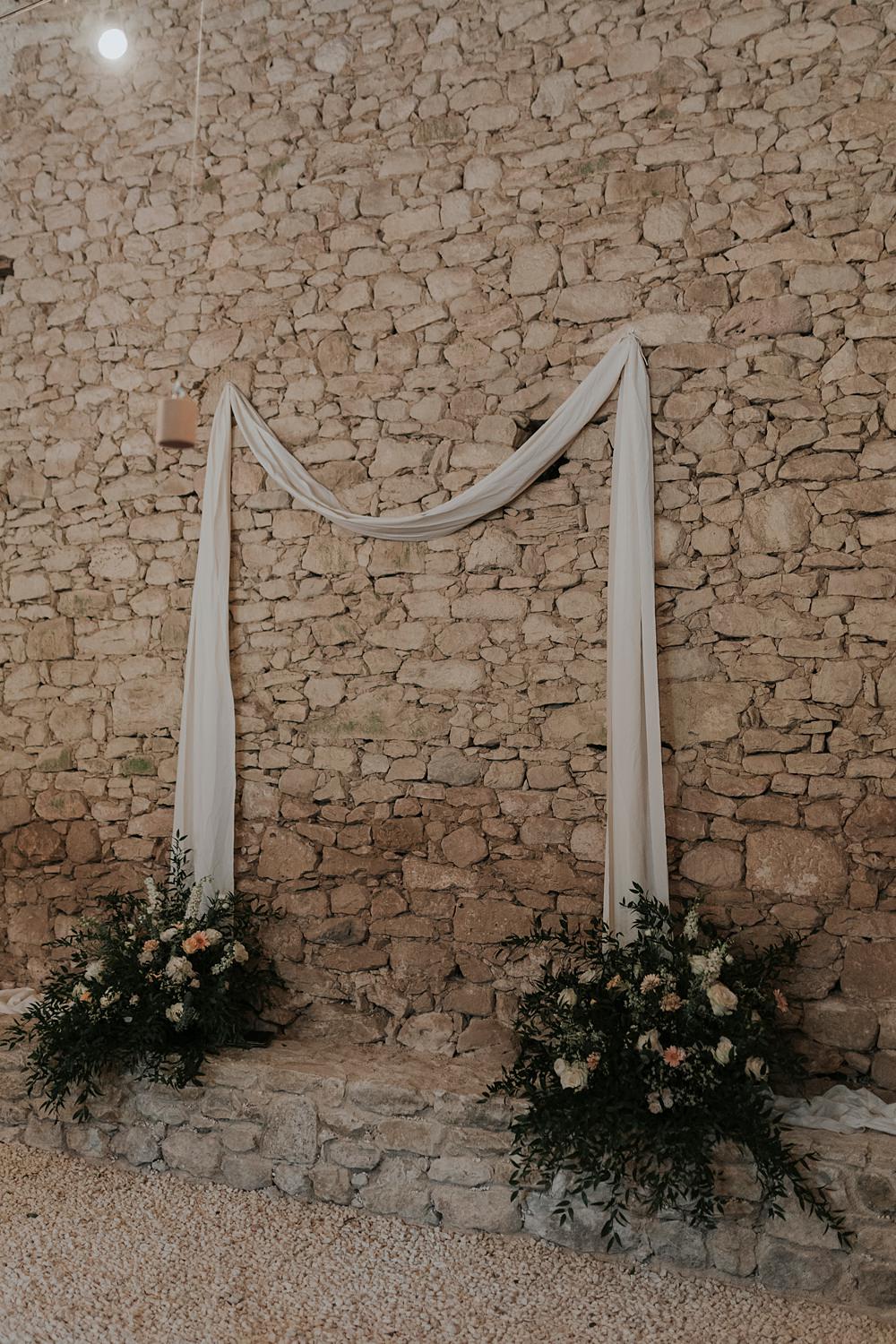 Chateau Barayre Wedding Grace Pham Photography Backdrop Ceremony Flowers Drapes