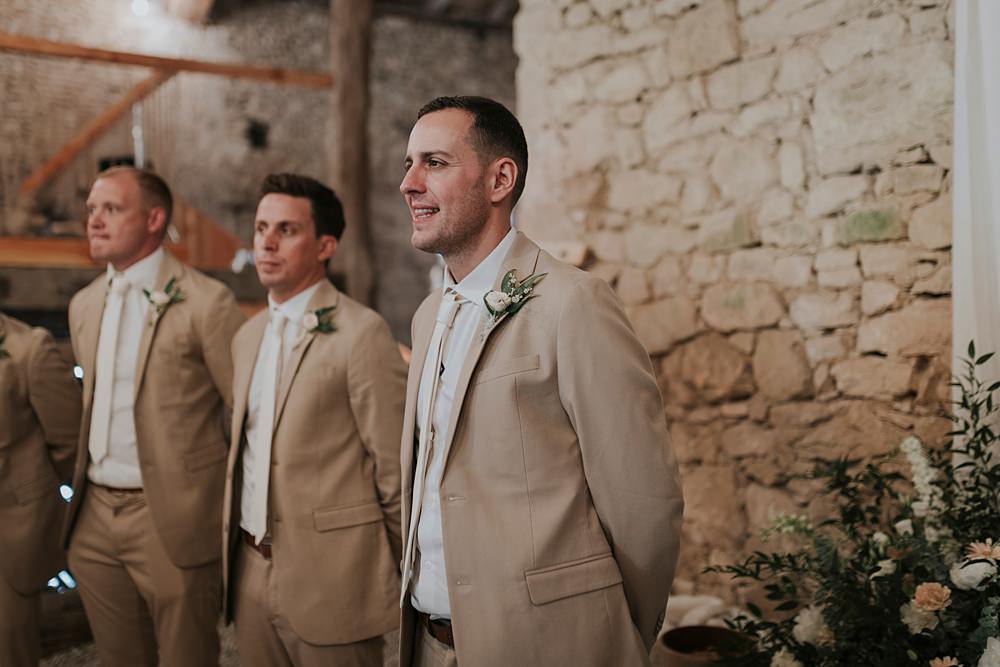 Chateau Barayre Wedding Grace Pham Photography Groom Groomsmen Linen Suits Stone