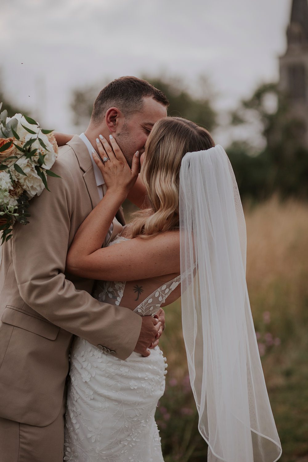 Chateau Barayre Wedding Grace Pham Photography Veil Bride Hair Down Waves
