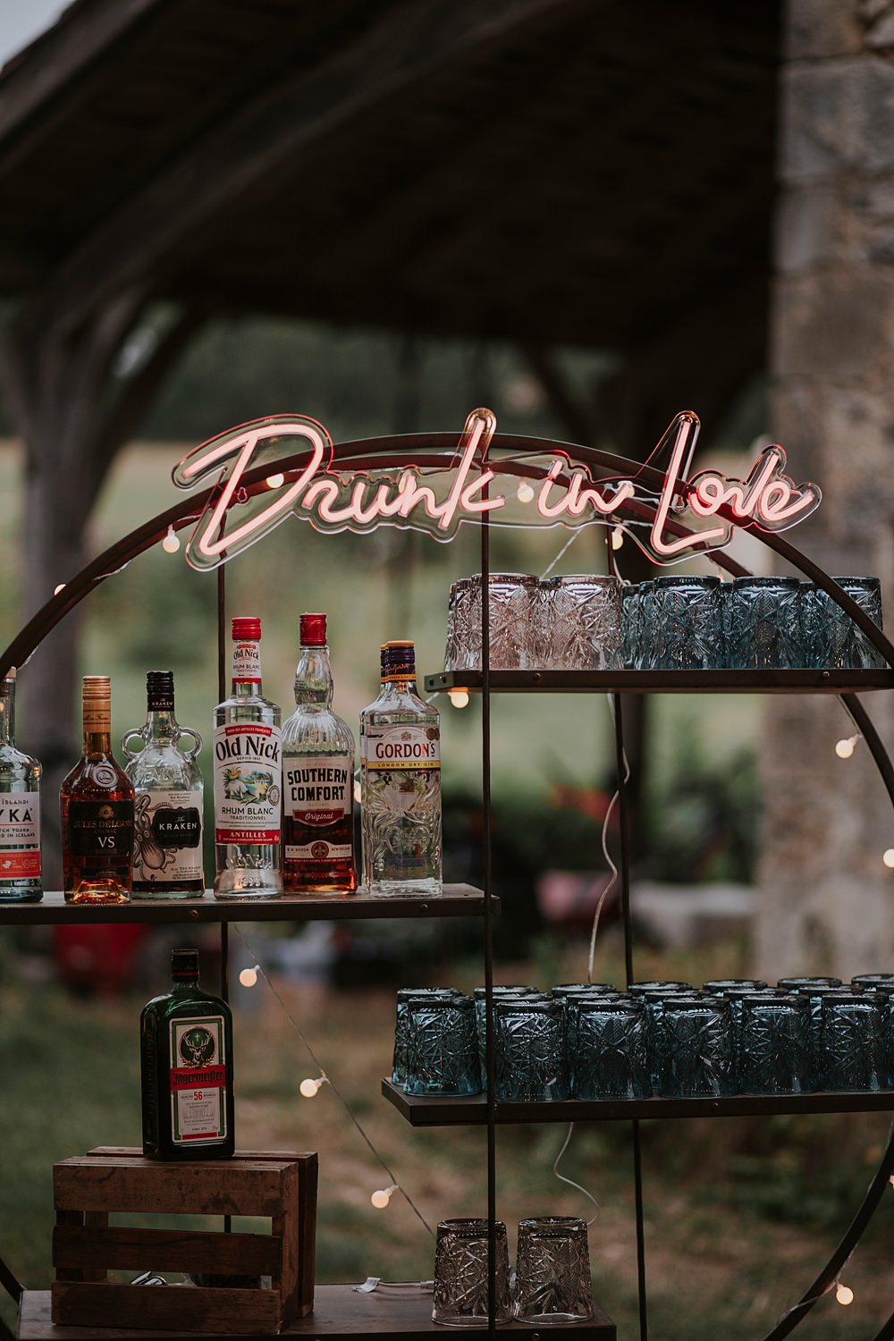 Chateau Barayre Wedding Grace Pham Photography Bar Drinks Neon Sign