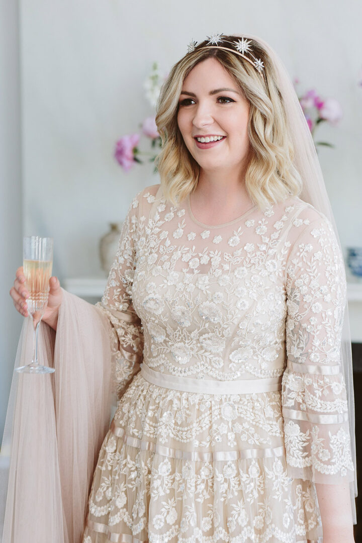 Short Hair Veil Tiara Crown Bridal Wedding Sarah London Photography