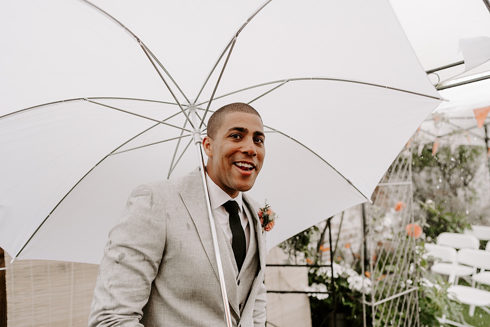 Wedding Ceremony At Home Gina Fernandes Photography Groom Pale Grey Suit