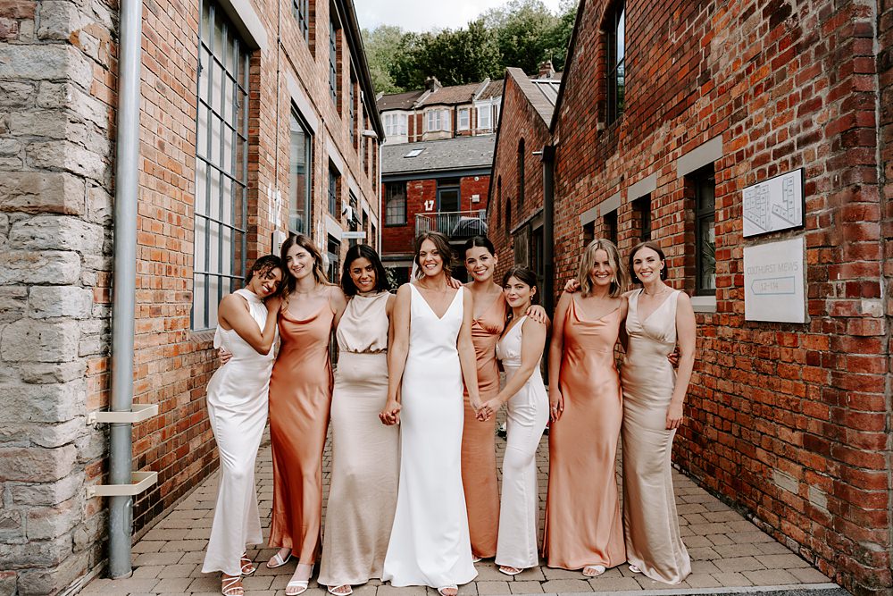 Wedding Ceremony At Home Gina Fernandes Photography Bridesmaid Dresses Rust Orange Taupe Long Satin