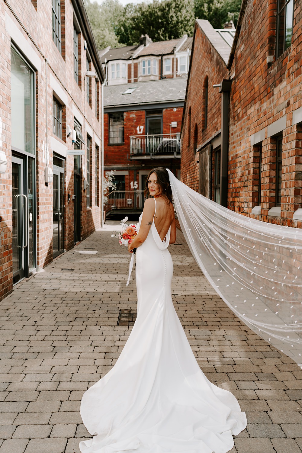 Wedding Ceremony At Home Gina Fernandes Photography Made With Love Bridal Cowl Back Gown