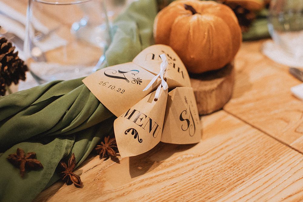 Conwy Barn Wedding Fox and Bear Photography Fortune Teller Table Game Paper