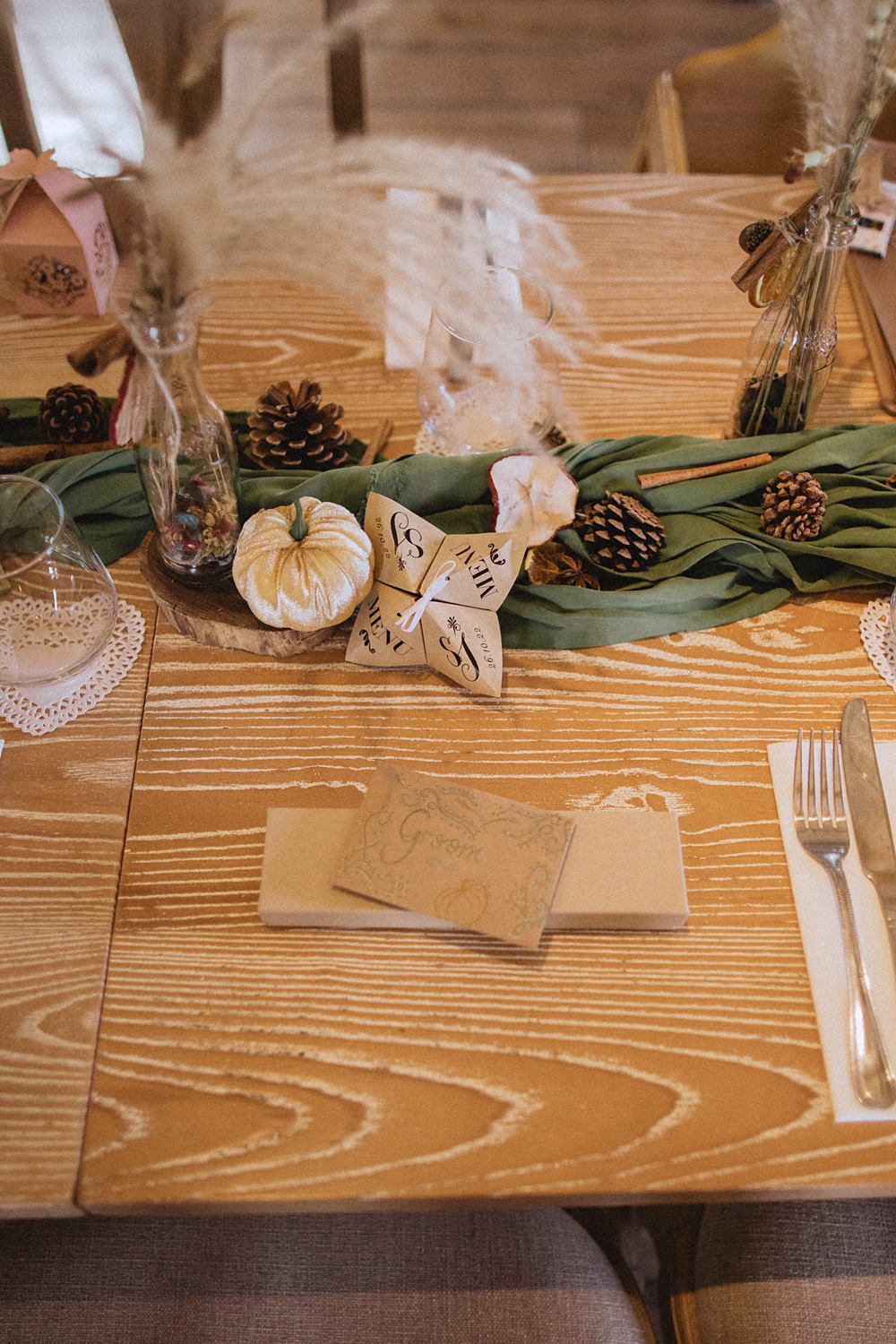 Conwy Barn Wedding Fox and Bear Photography Place Setting Decor