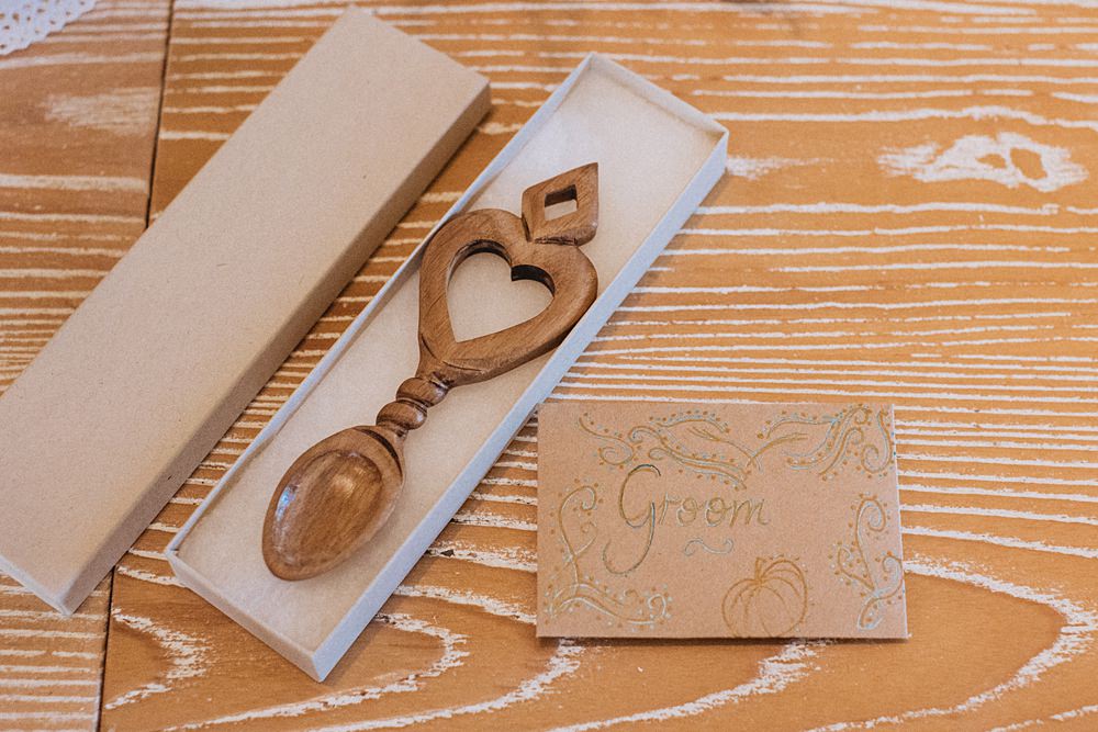 Conwy Barn Wedding Fox and Bear Photography Welsh Love Spoon Favour