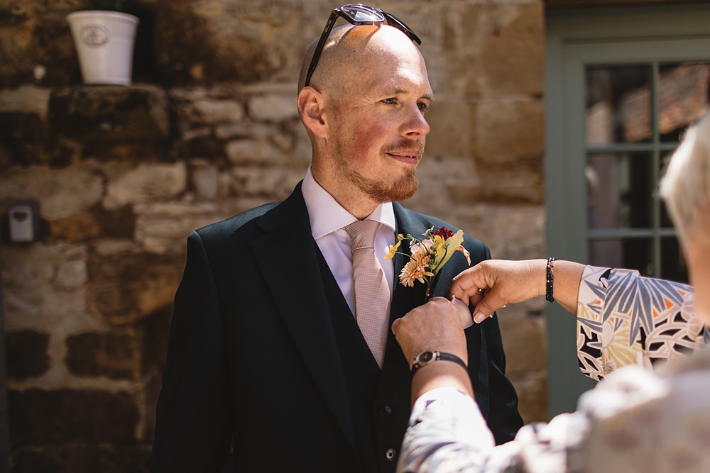 High Paradise Farm Wedding Louise Barry Photographer Groom Buttonhole
