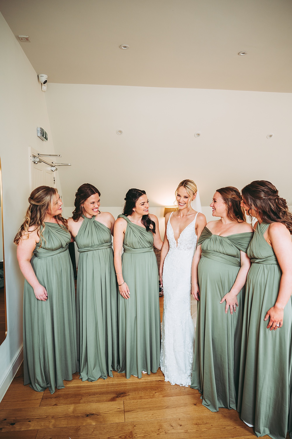 Hyde House Wedding Cotswold Pictures Sage Green Multiway Bridesmaid Dresses