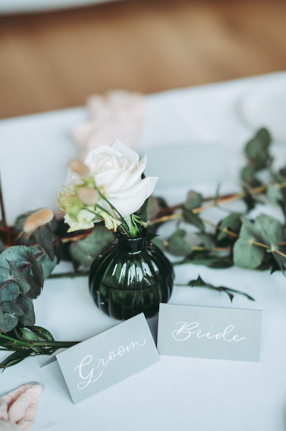 Hyde House Wedding Cotswold Pictures Place Setting Name Grey Calligraphy