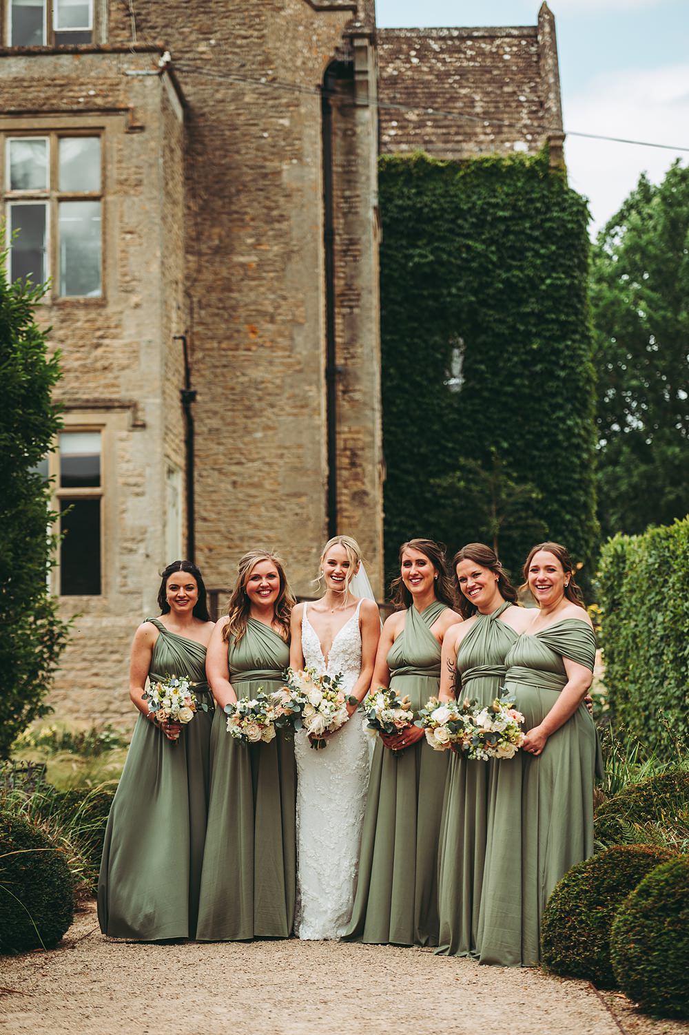 Hyde House Wedding Cotswold Pictures Sage Green Multiway Bridesmaid Dresses