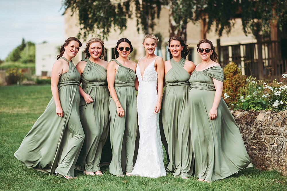 Hyde House Wedding Cotswold Pictures Sage Green Multiway Bridesmaid Dresses