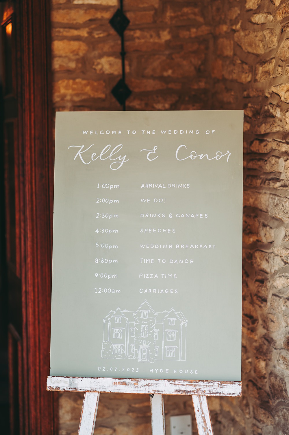 Hyde House Wedding Cotswold Pictures Sage Green Welcome Sign