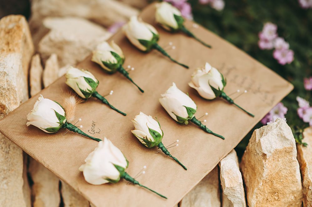 Hyde House Wedding Cotswold Pictures Rose White Buttonhole Flowers