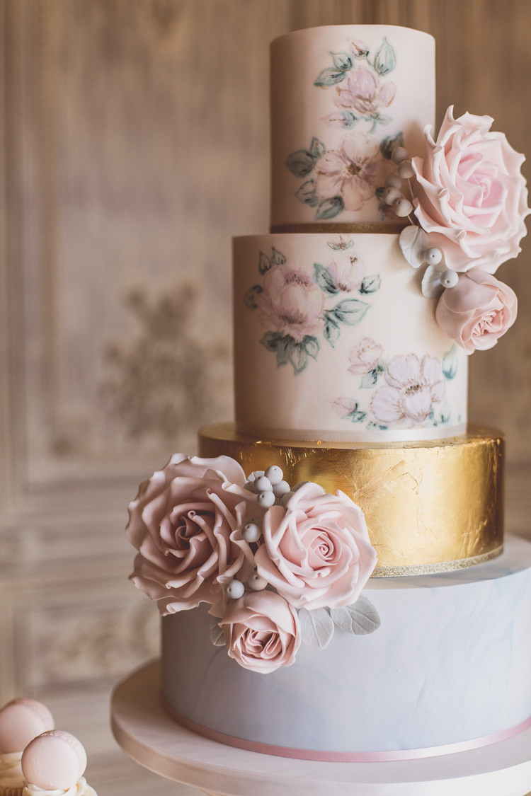 Pale Pink Gold Marble Spring Wedding Cake We Are The Clarkes