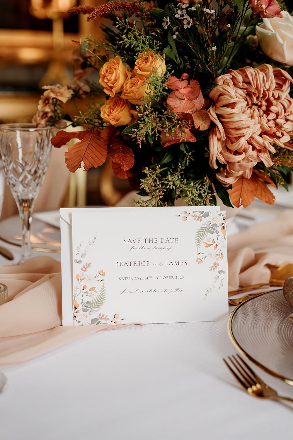 Rust Burnt Orange Autumn Wedding NK Photography Save The Date Card Invite