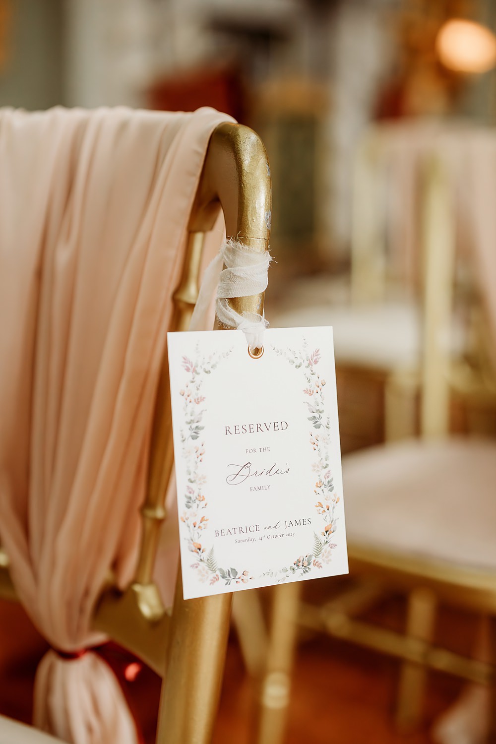 Rust Burnt Orange Autumn Wedding NK Photography Reserved Chair Tag Sign