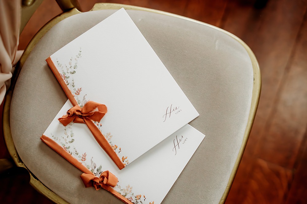 Rust Burnt Orange Autumn Wedding NK Photography Vow Books His Her